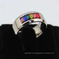 Romántico arco iris homosexuales anillos de boda, lesbianas símbolos pareja amor banda anillos joyas